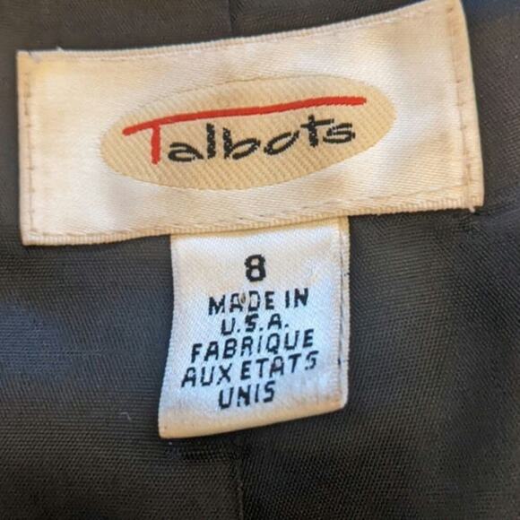 Talbots Black Wool VTG Blazer, Size 8 Button Close, Front Pockets, Shoulder Pads - Picture 10 of 10